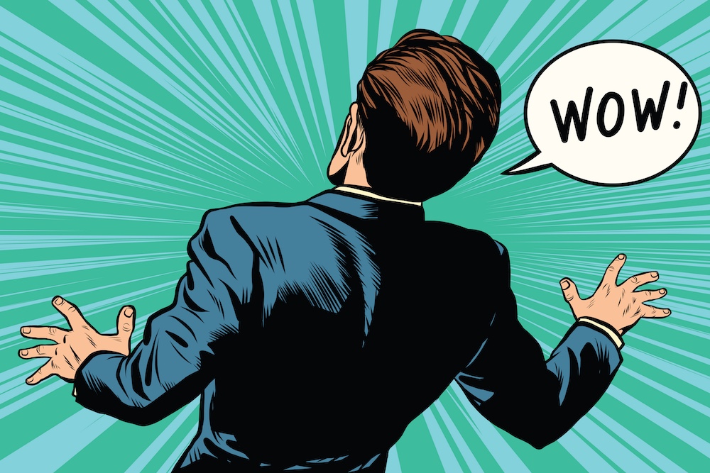 wow reaction man fear retro comic pop art