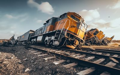 A Diesel train derailment accident at railway