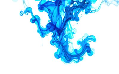 vibrant swirls of methylene blue diffuse gracefully in a white background, creating a dynamic and fluid pattern reminiscent of artistic ink flow.