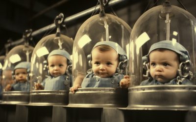 industrial industry of making babies , eugenics illustration concept